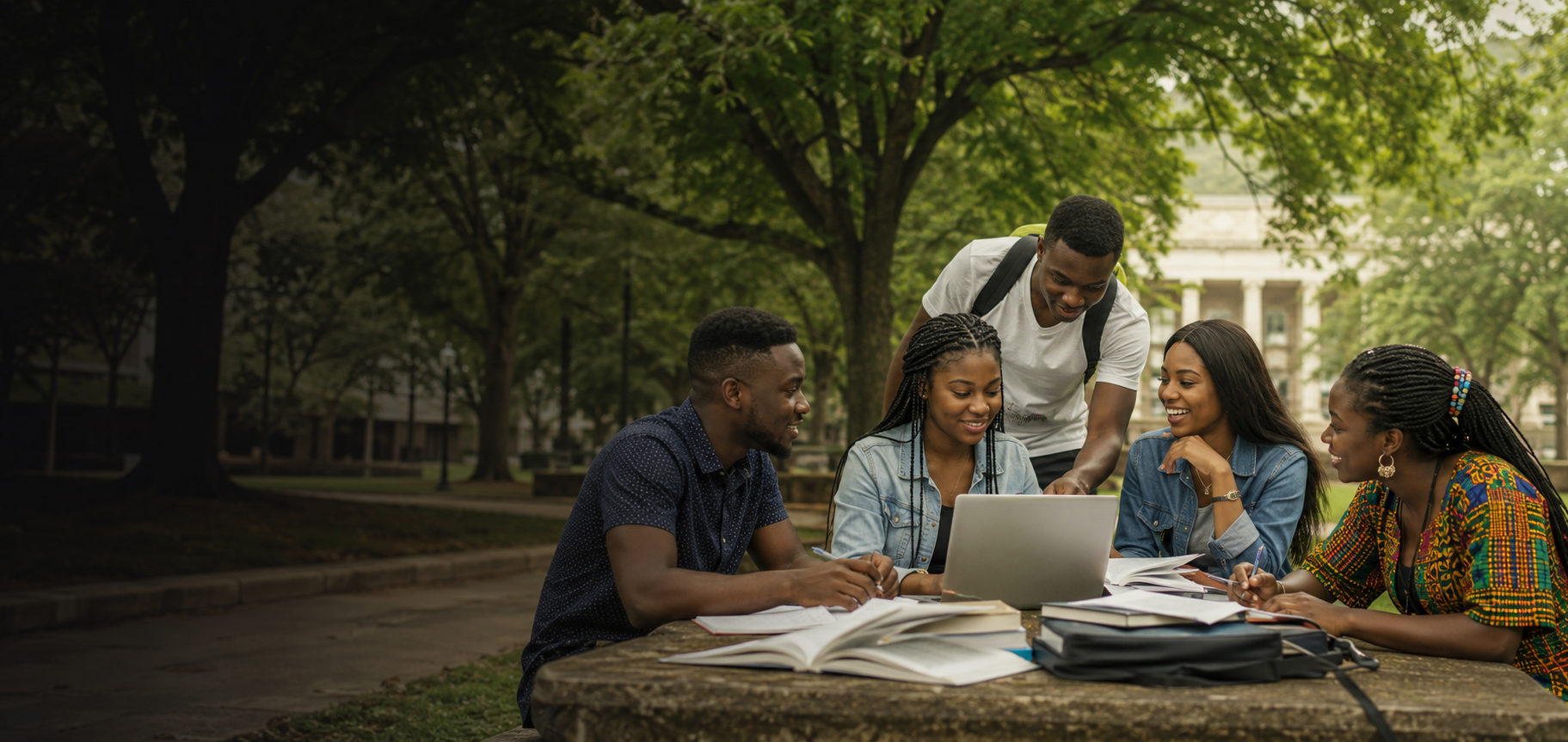 Students collaborating on the University of Ibadan campus